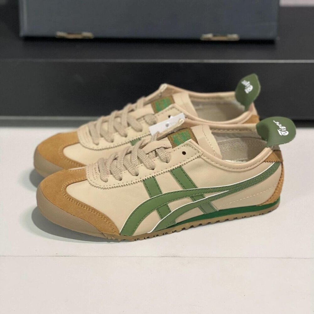 Onitsuka Tiger by Asics Cream and Green Athletic Shoes